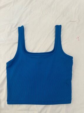 Hollister Royal Blue Ribbed Square-Neck Crop Tank